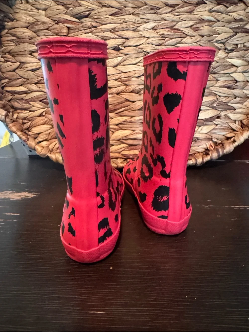 Hunter Kids Pink Leopard Print Rain Boots